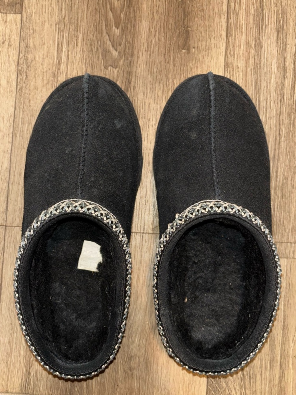 UGG Black Suede Shearling Lined Slip-On Slippers